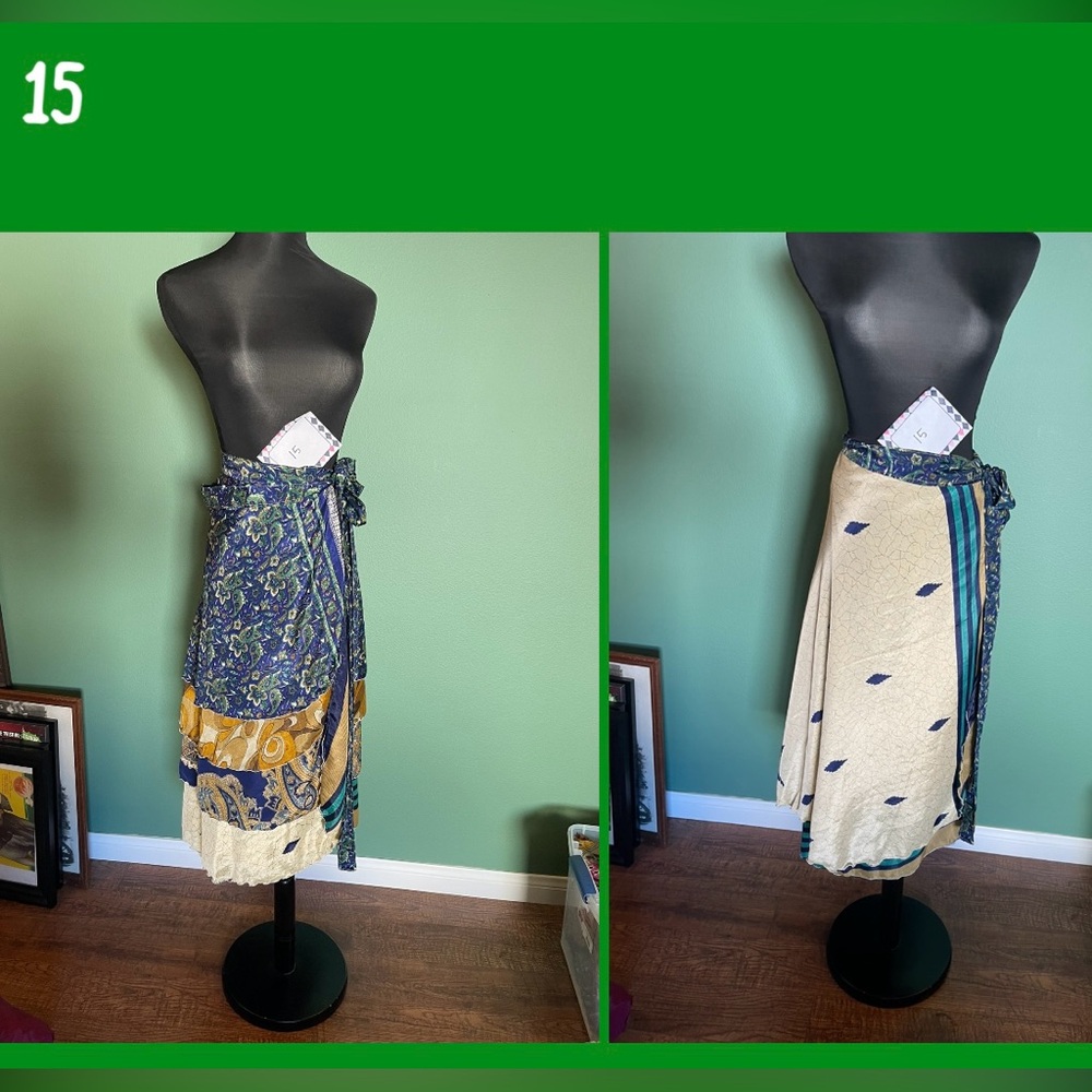 ✨3 for $60✨4 Layer custom made Reversible Sari Wrap Skirt  M-2X tea length